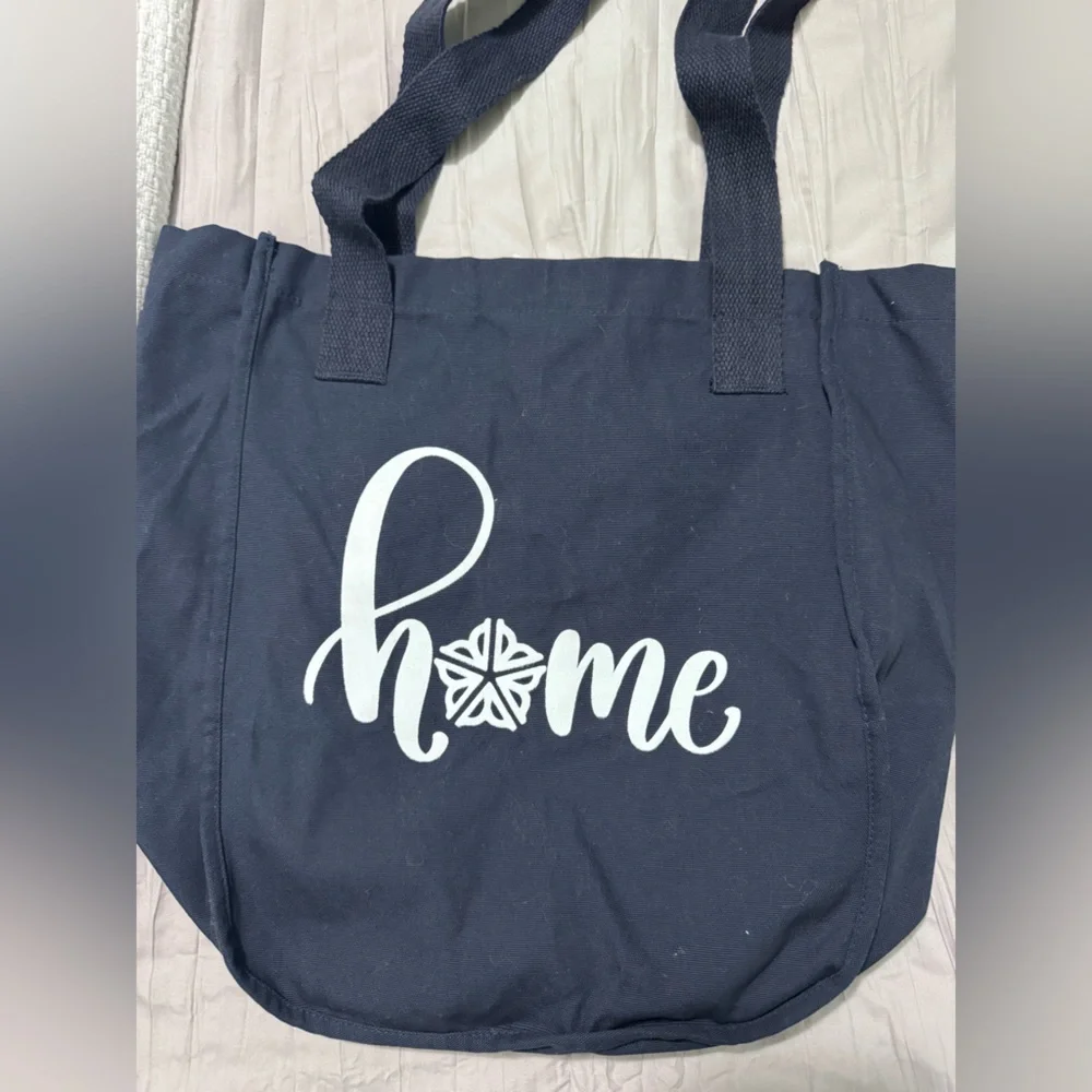 Navy Blue Tote Bag with White 'Home' Design from Rochester, NY